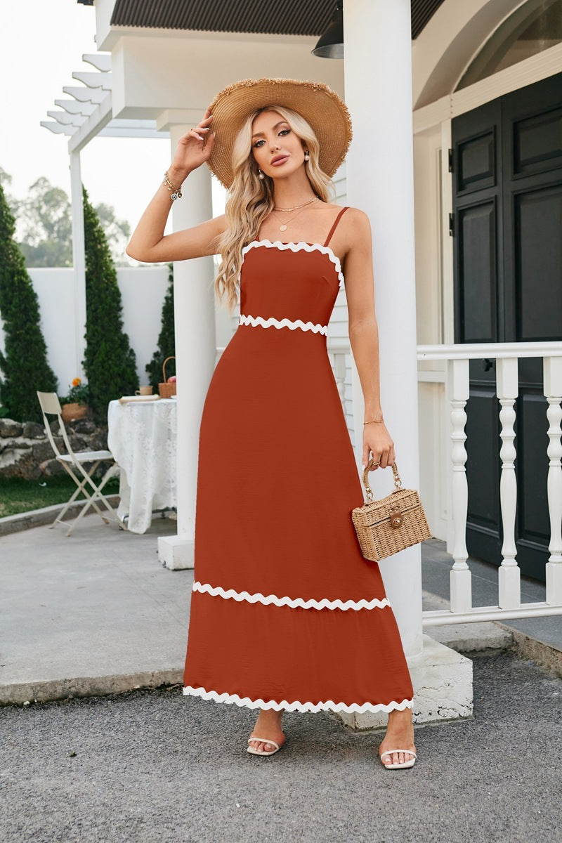 Women's Camisole Pleated Lace Mid-length Sleeveless Dress