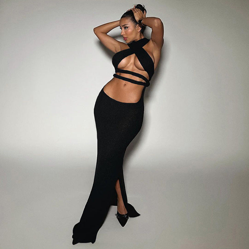 Women's Fashion Cross Stitching Hollow Backless Dress
