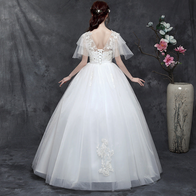 Large Size Wedding Dress plus size Bride Married Master Wedding Dress Was Thin And Simple Studio Covering Arms