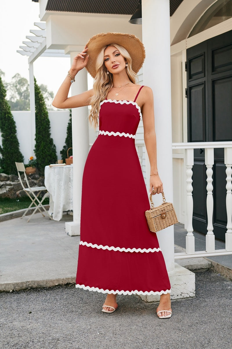 Women's Camisole Pleated Lace Mid-length Sleeveless Dress