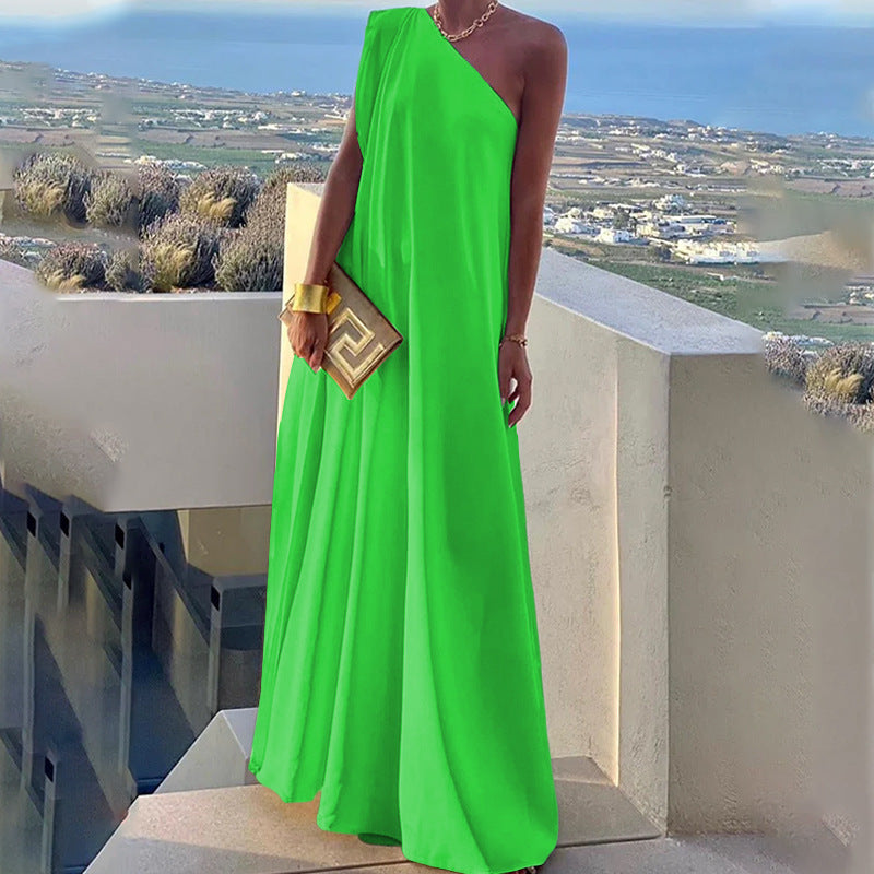 Women's Fashion Loose One-shoulder Long Dress