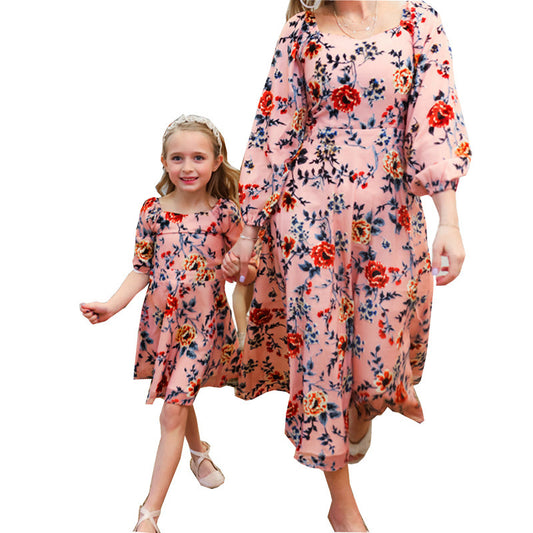 Mother And Daughter Floral Print Dress