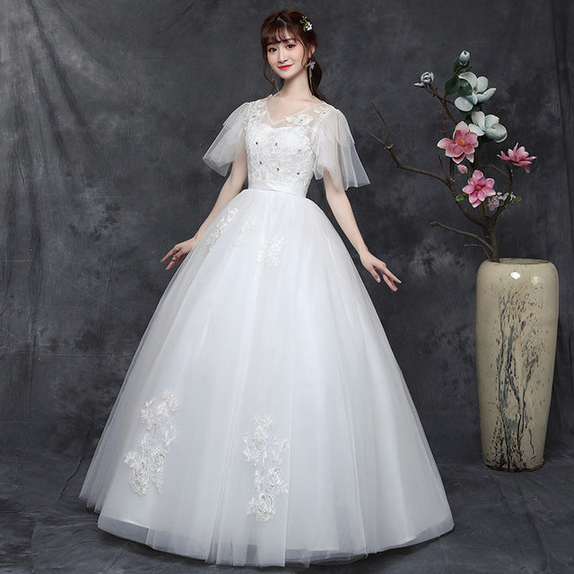 Large Size Wedding Dress plus size Bride Married Master Wedding Dress Was Thin And Simple Studio Covering Arms
