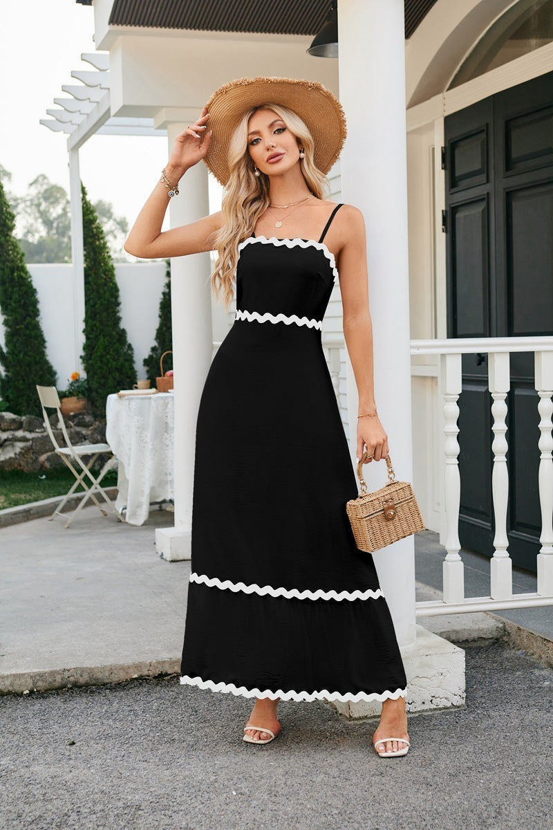 Women's Camisole Pleated Lace Mid-length Sleeveless Dress