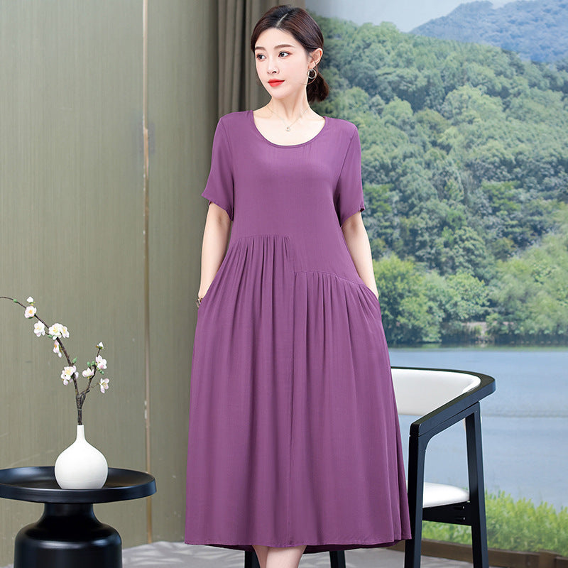 Solid Color New Noil Poplin Dress Summer Fashion Outdoor