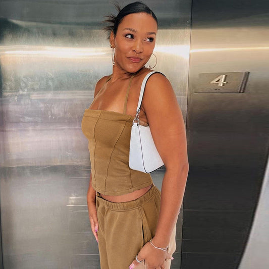 Waist Slim Dresses Bra Bandeau Workwear Pants Set