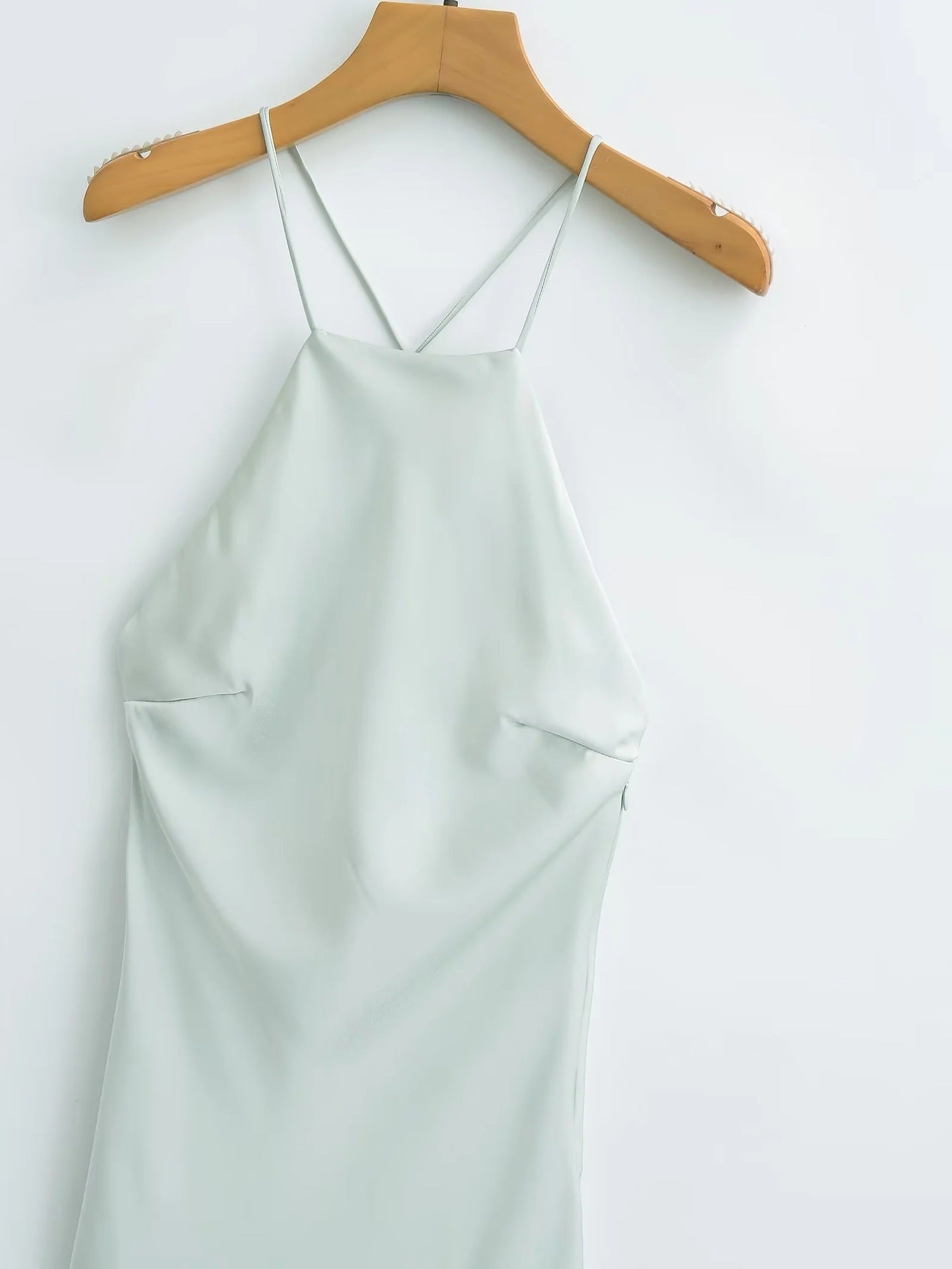 European And American Style Sling Silk Satin Texture Dress