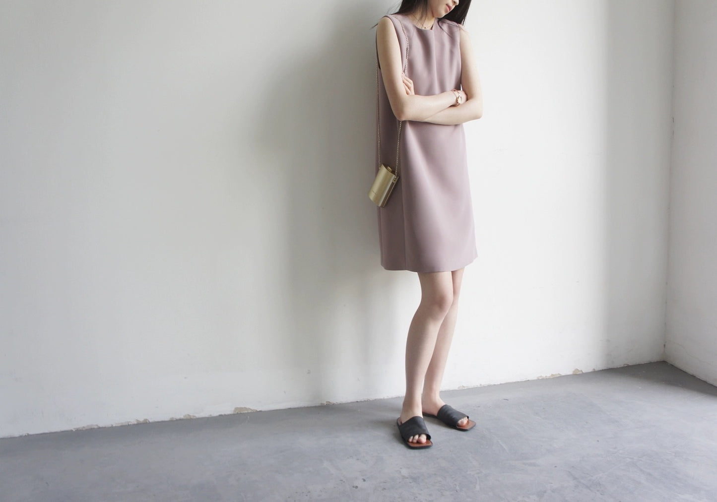 Fog Purple Minimalist Sleeveless Dress