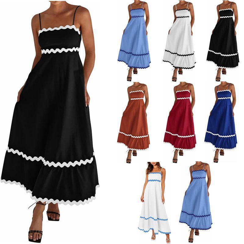 Women's Camisole Pleated Lace Mid-length Sleeveless Dress