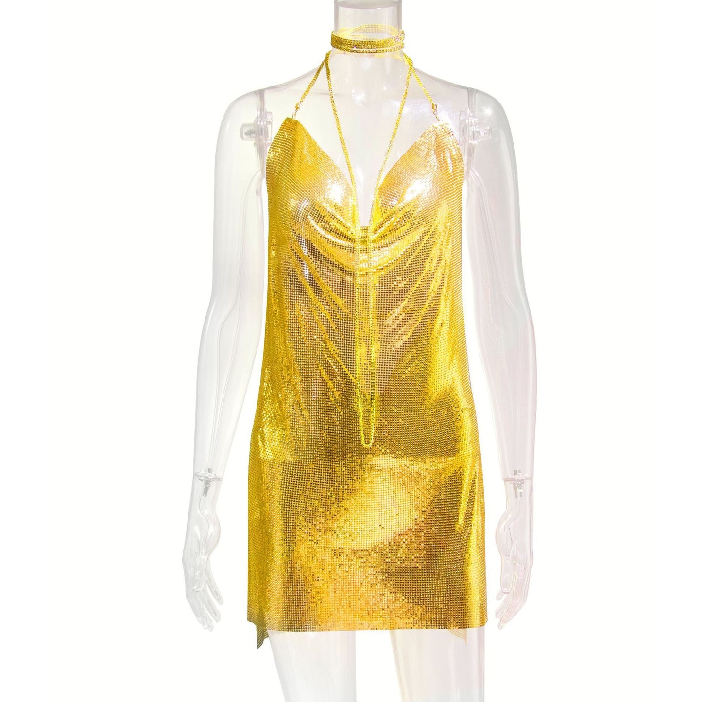 Metal Sequins Dress Rhinestone Women