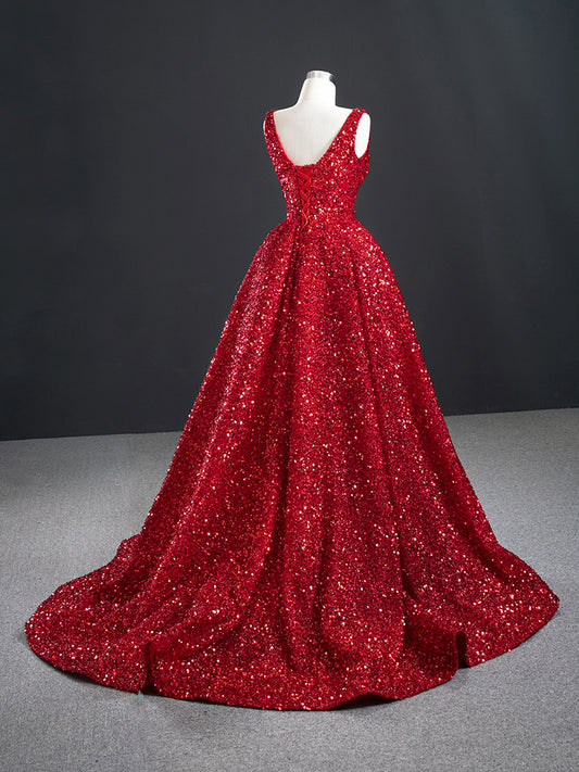 Bridal V-neck European And American Sequined Tutu Skirt