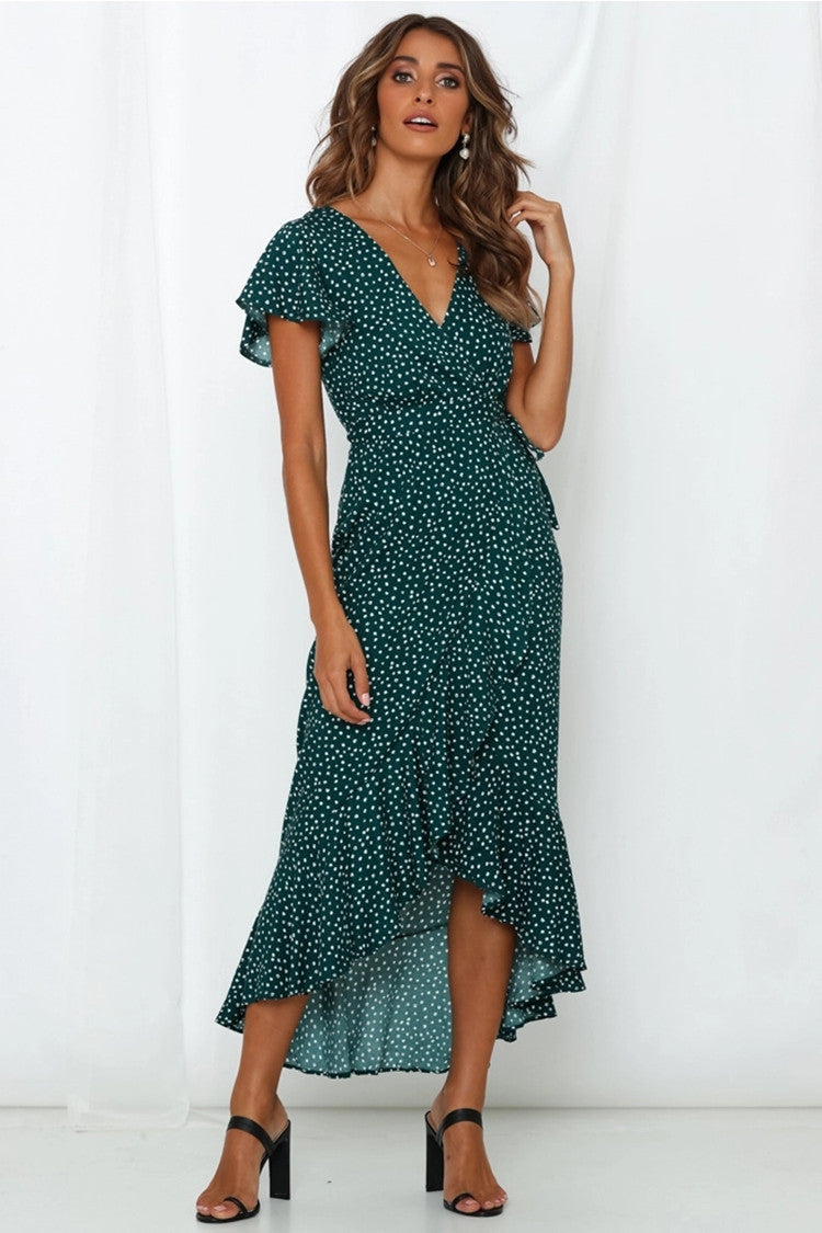 Floral V-neck short-sleeved summer dress