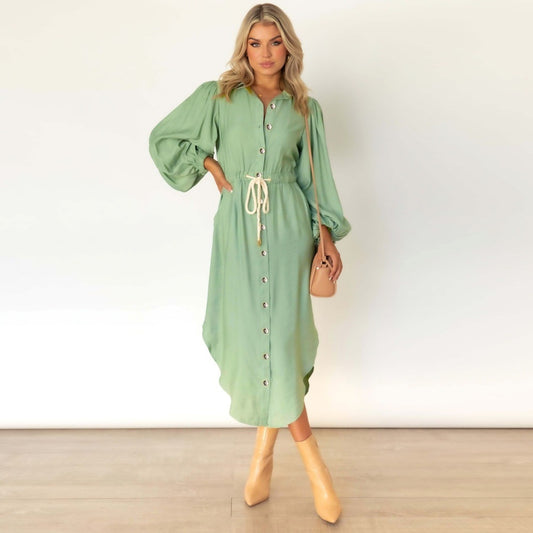 Women's Fashion Temperament Mid-length Shirt Dress