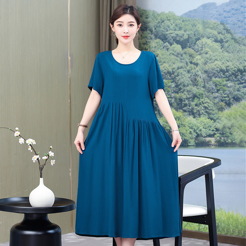 Solid Color New Noil Poplin Dress Summer Fashion Outdoor
