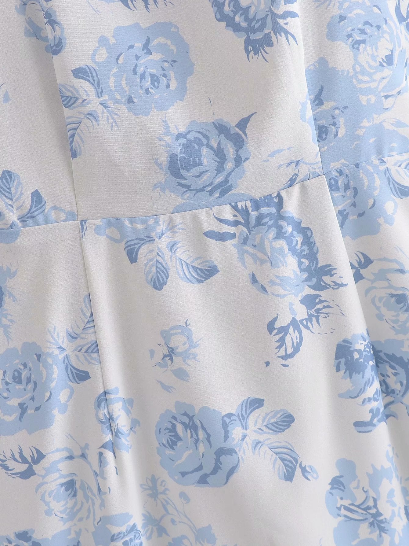 Digital Blue Flower Halter Strap Dress