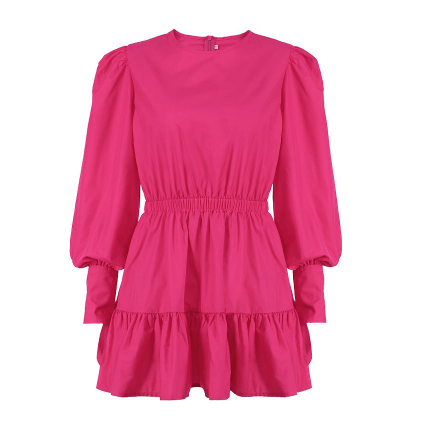 Mid-length Lantern-sleeved Waist Long-sleeved Dress