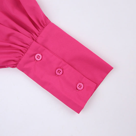 Mid-length Lantern-sleeved Waist Long-sleeved Dress