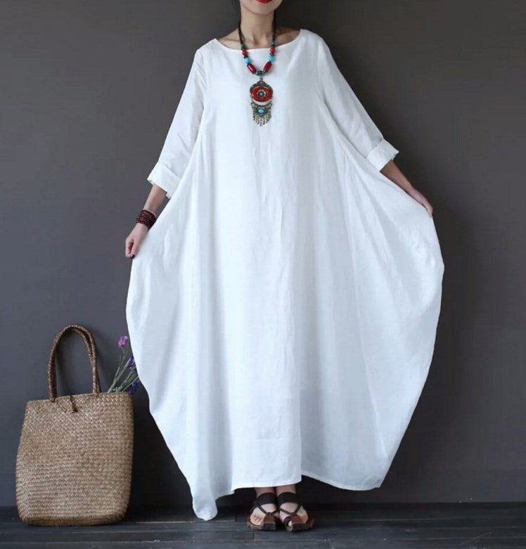 Plus size cotton and linen dress