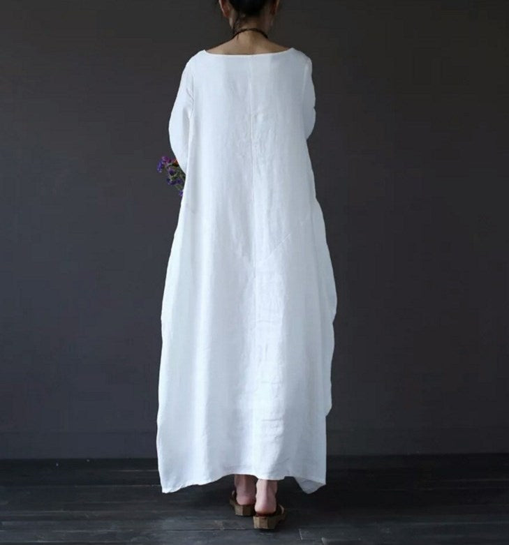 Plus size cotton and linen dress