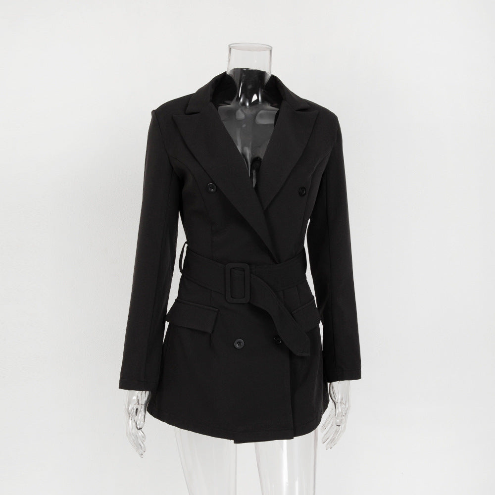 Dress women's mid-length suit outside