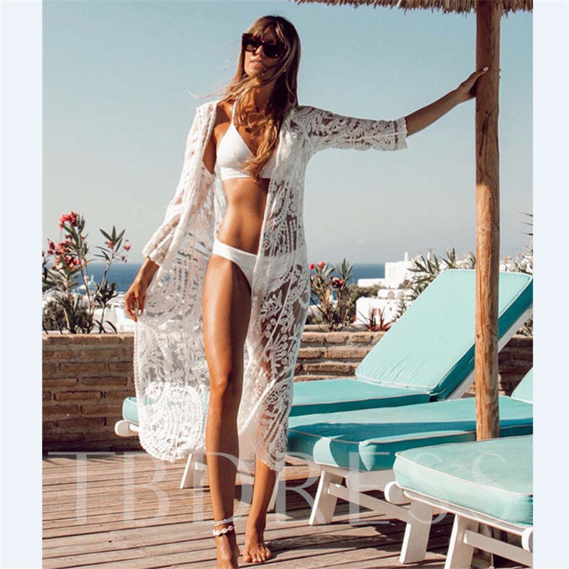 Embroidered cardigan beach skirt