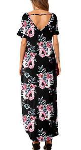 Short sleeve casual dress with printed pockets