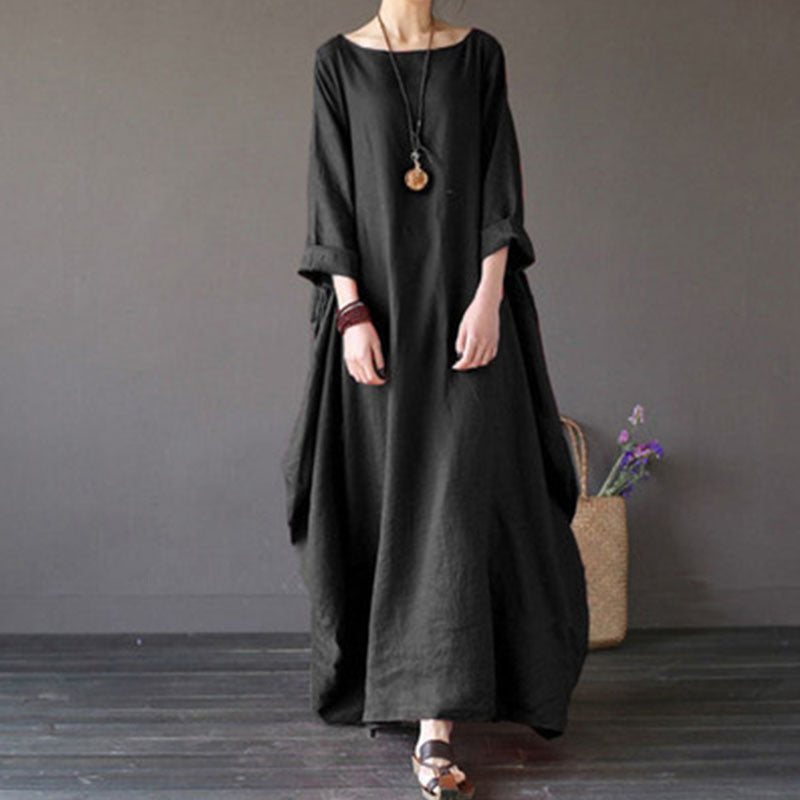 Plus size cotton and linen dress