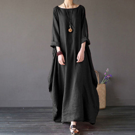 Plus size cotton and linen dress