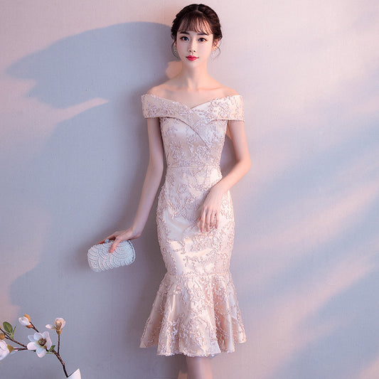 Fishtail mid-length party dress