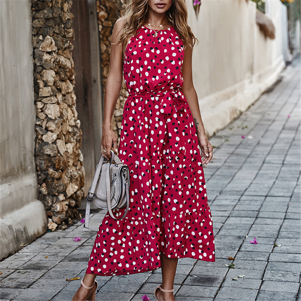 Polka Dot Holiday Style Big Swing Dress