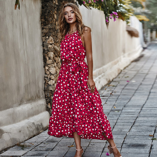 Polka Dot Holiday Style Big Swing Dress