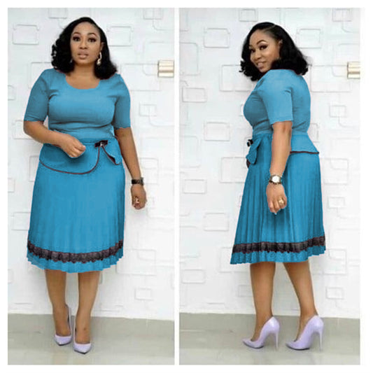 Explosive African Mother Plus Size Women's Pleated Stitching Fake Two-piece Pleated Skirt Waist Accessories
