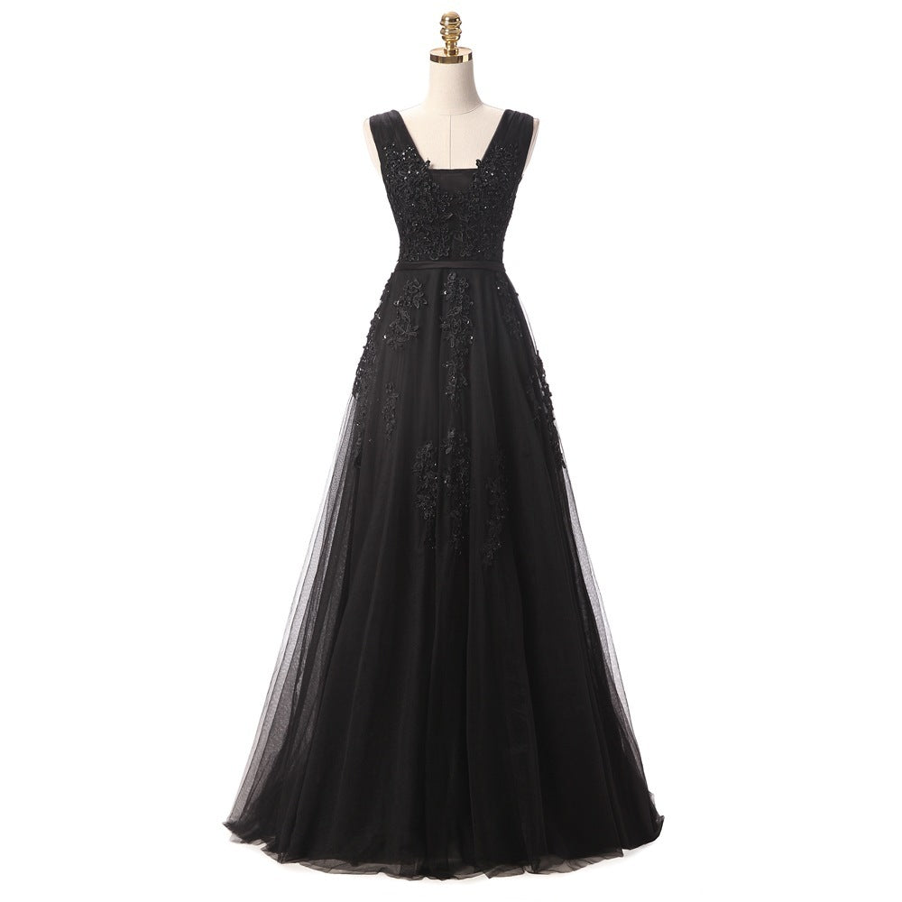 Backless Long Evening Dresses The Elegant Banquet The Lace V-neck Formal Gown