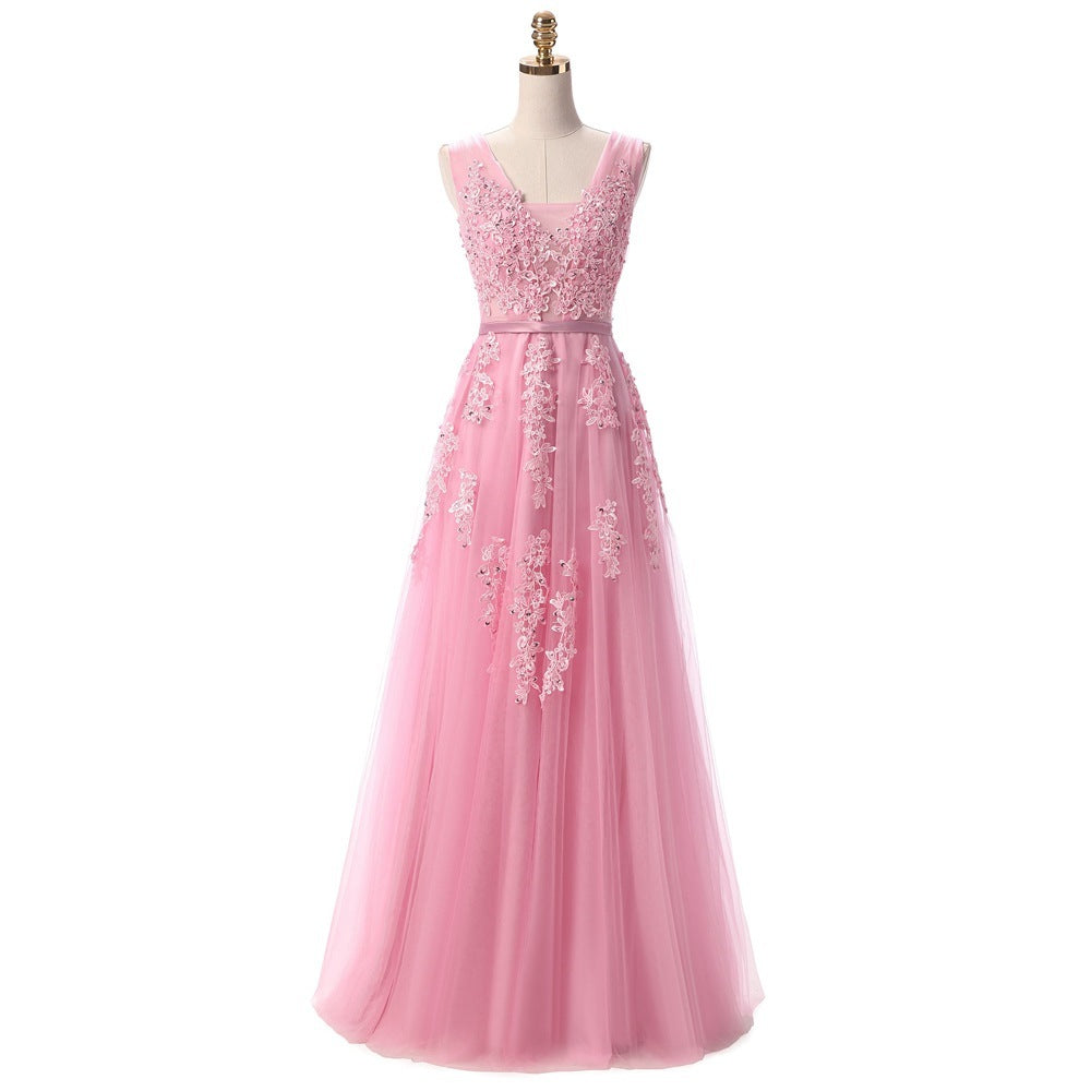 Backless Long Evening Dresses The Elegant Banquet The Lace V-neck Formal Gown