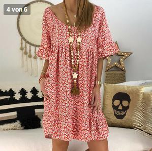 Loose And Thin Mid-length Sweet Floral Dress