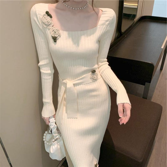 Mid-length Bag Hip Knitted Dress