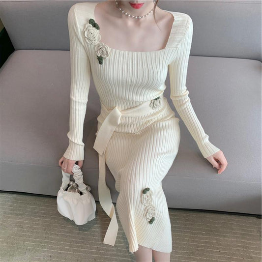 Mid-length Bag Hip Knitted Dress