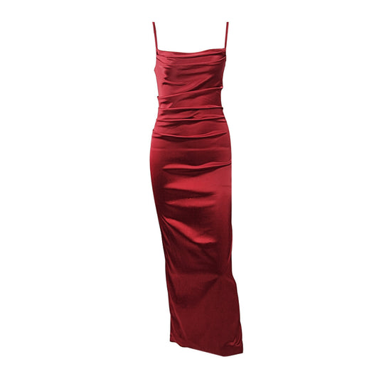 Slim Mid-length Dress With Suspender Skirt