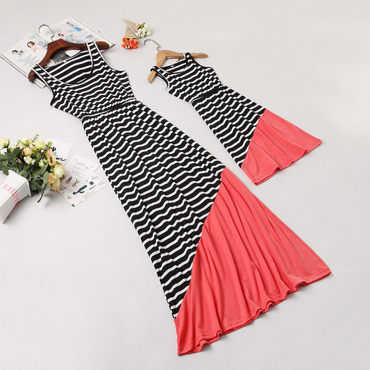 Parent-child mother and daughter dress