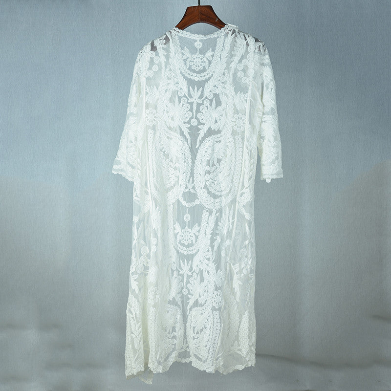 Embroidered cardigan beach skirt