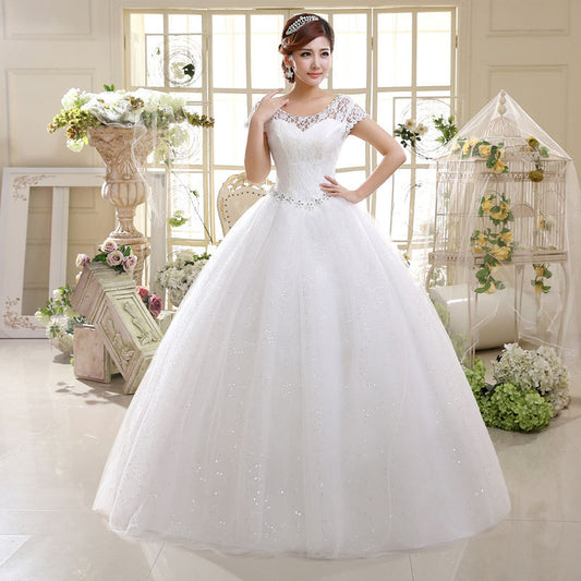 2021Wedding Dress Lace Shoulder Slim Fit Big Entrance