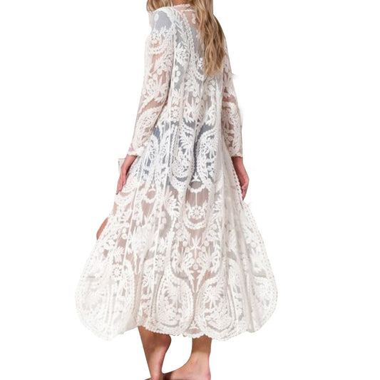 Embroidered cardigan beach skirt