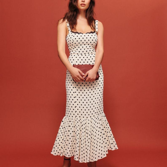 Retro Dots Printing Slip Dress