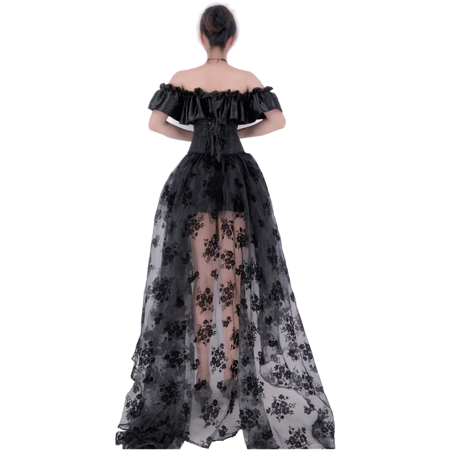 Silky Texture Large Wooden Ear Elastic Off-shoulder Sleeve Formal Dress Suit