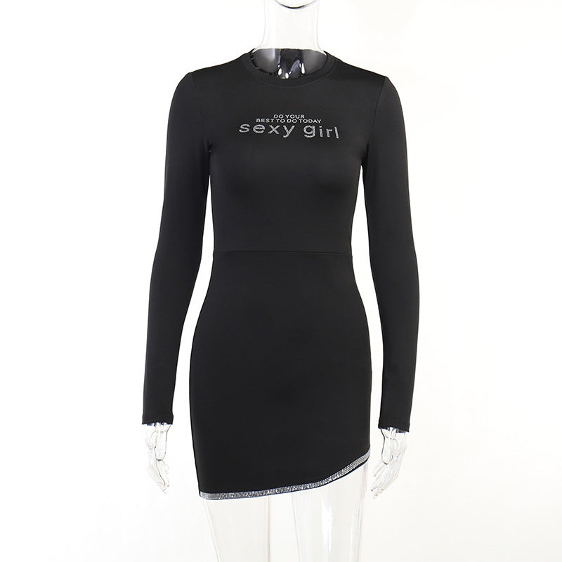 Personalized Rhinestone Slim-fit Sheath Dress