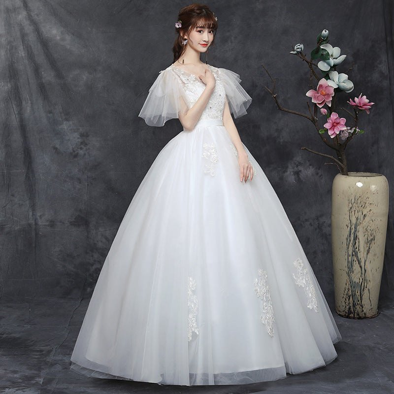 Large Size Wedding Dress plus size Bride Married Master Wedding Dress Was Thin And Simple Studio Covering Arms