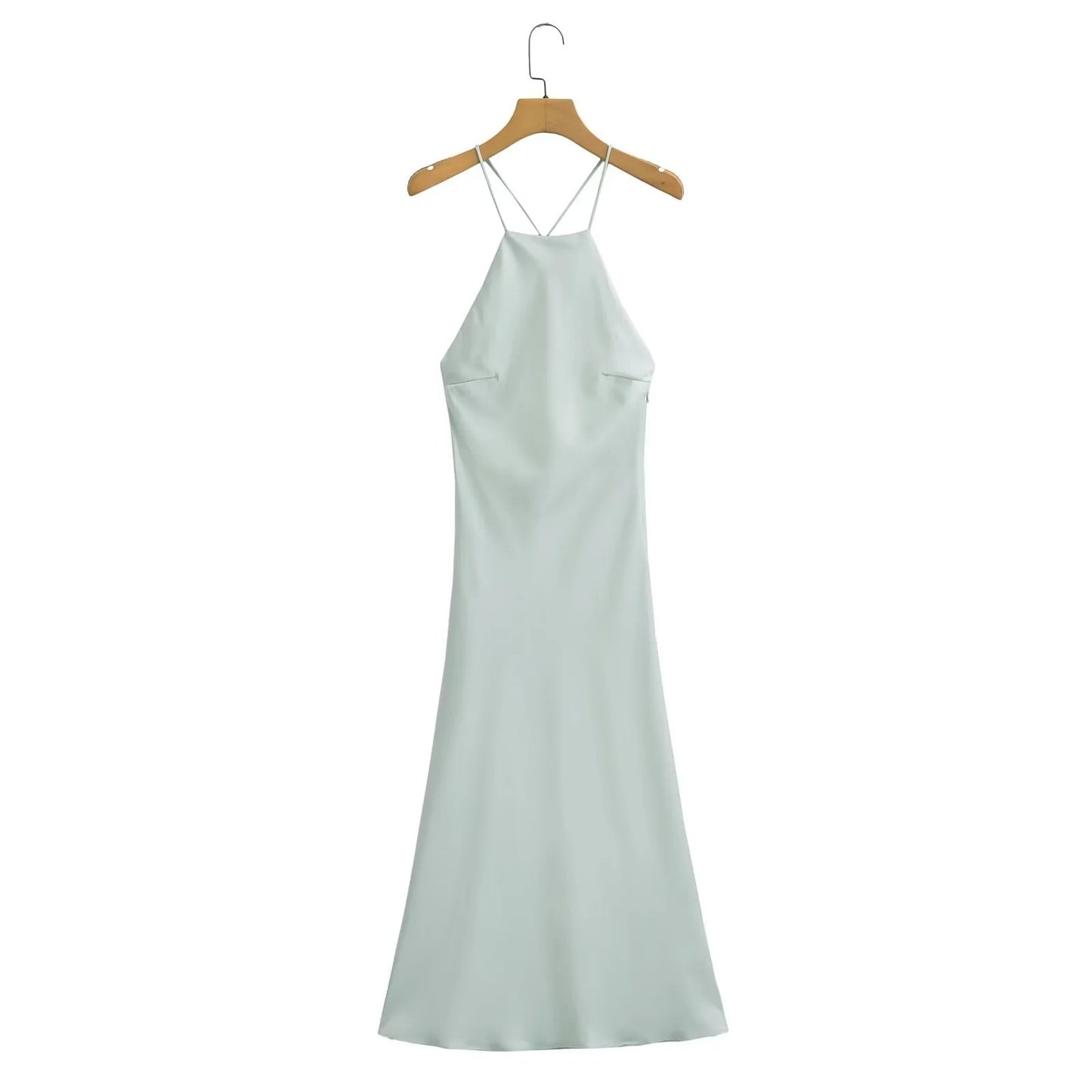 European And American Style Sling Silk Satin Texture Dress