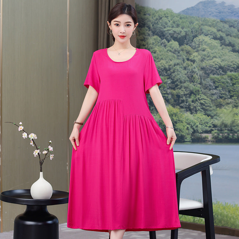 Solid Color New Noil Poplin Dress Summer Fashion Outdoor