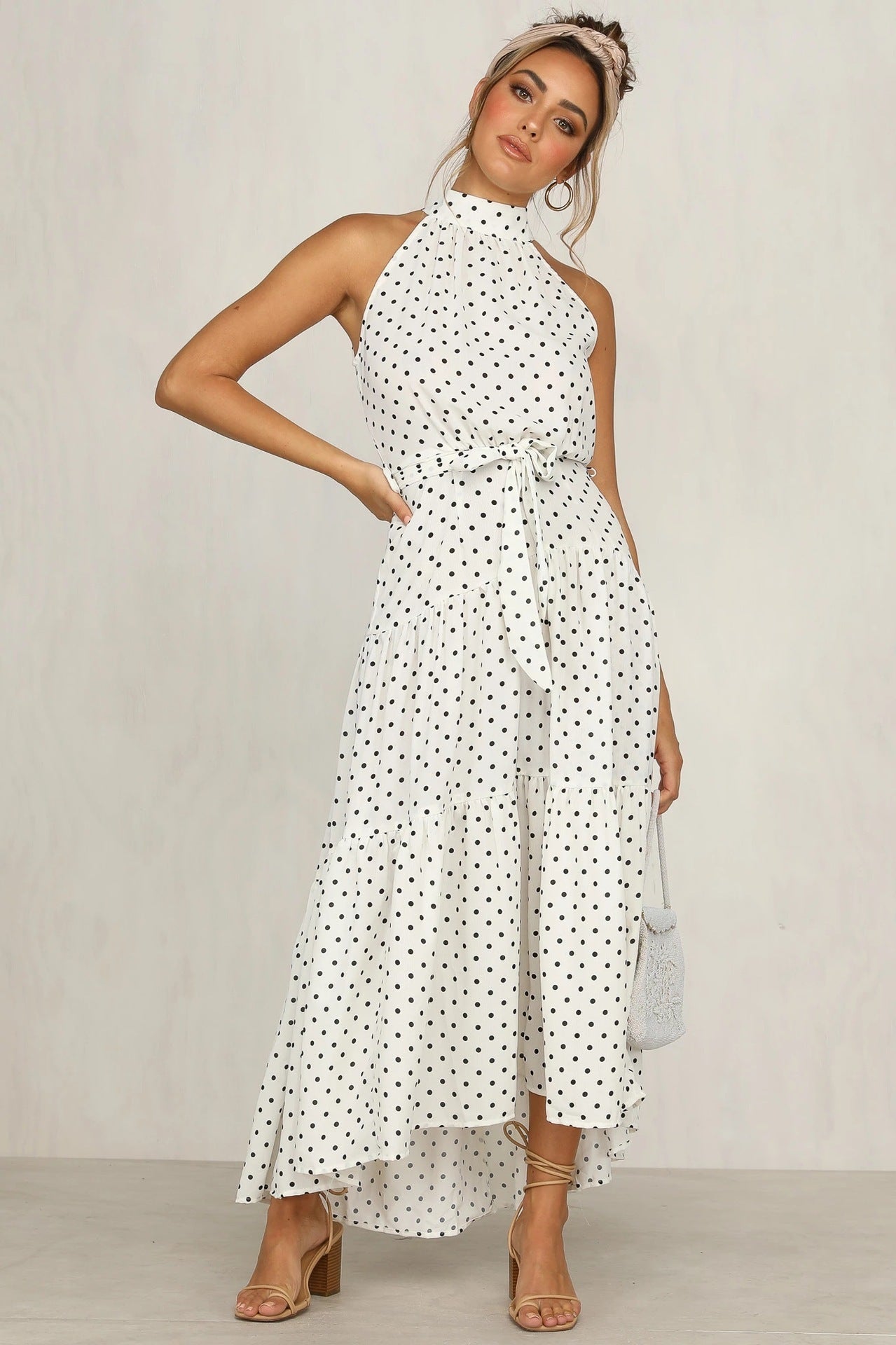 Ruffled round neck sleeveless dress