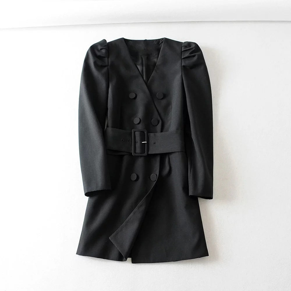 Women's fitted belt dress jacket